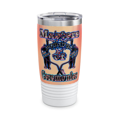 em cee squared - Ringneck Tumbler, 20oz (yellow-orange wave)