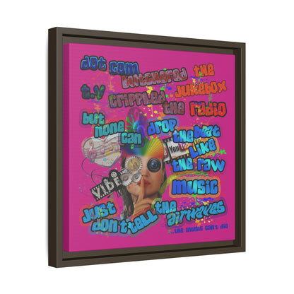 drop the beat - framed canvas art (pink)