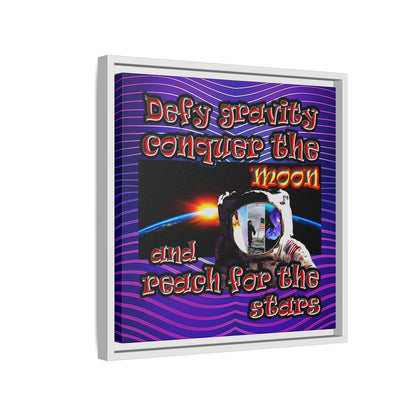 defy conquer reach - framed canvas art (purple wave)