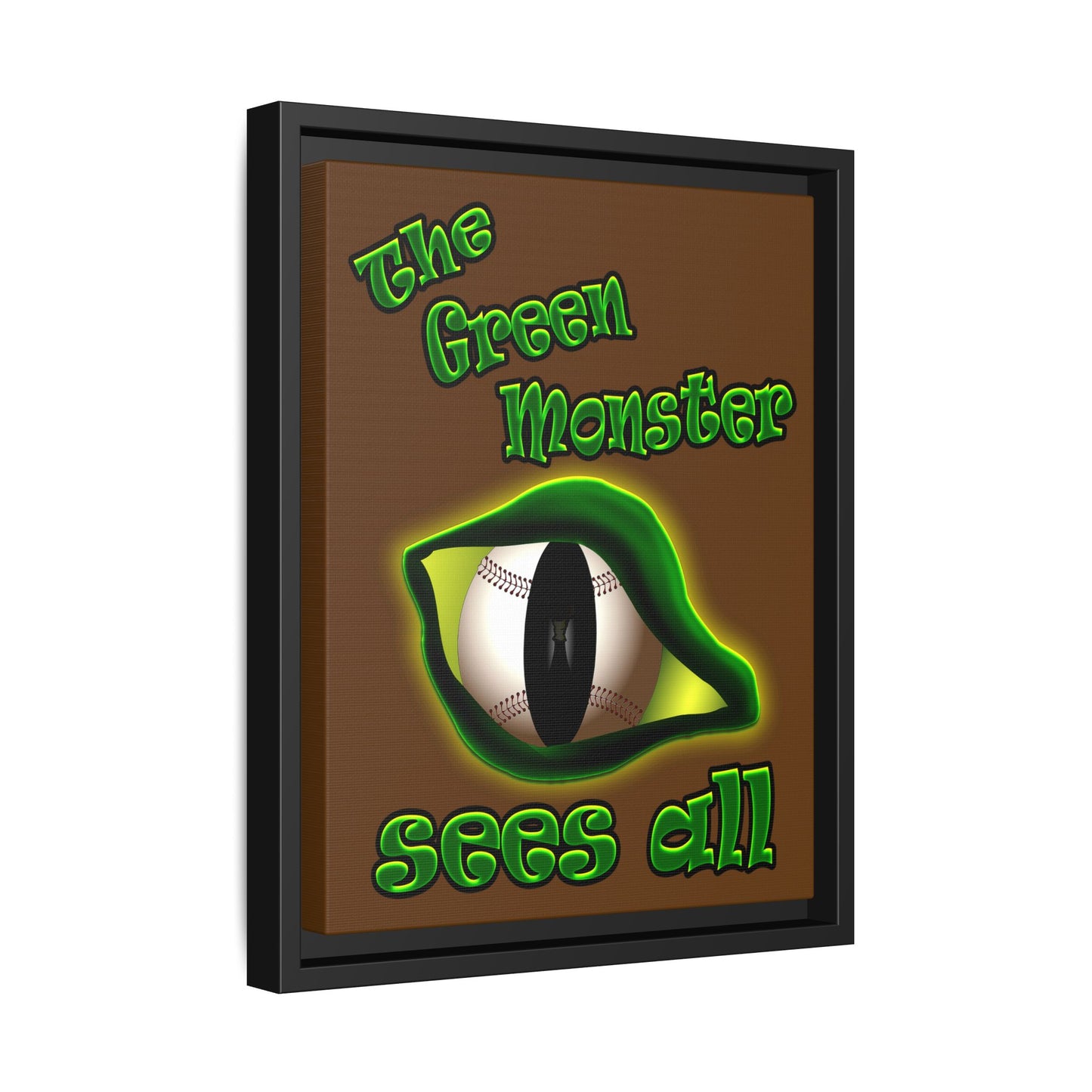 green monster - framed canvas art (brown)