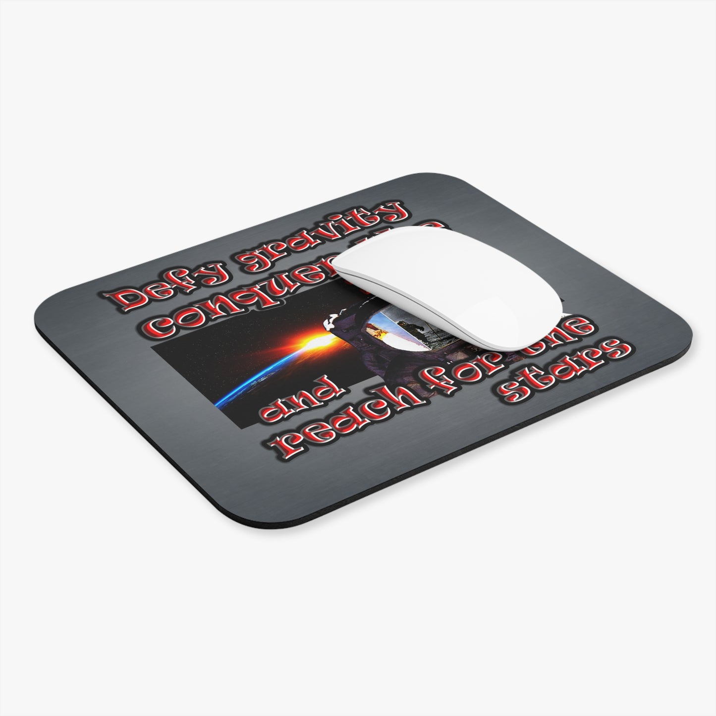 defy conquer reach - Mouse Pad (Rectangle) (grey-light grey)