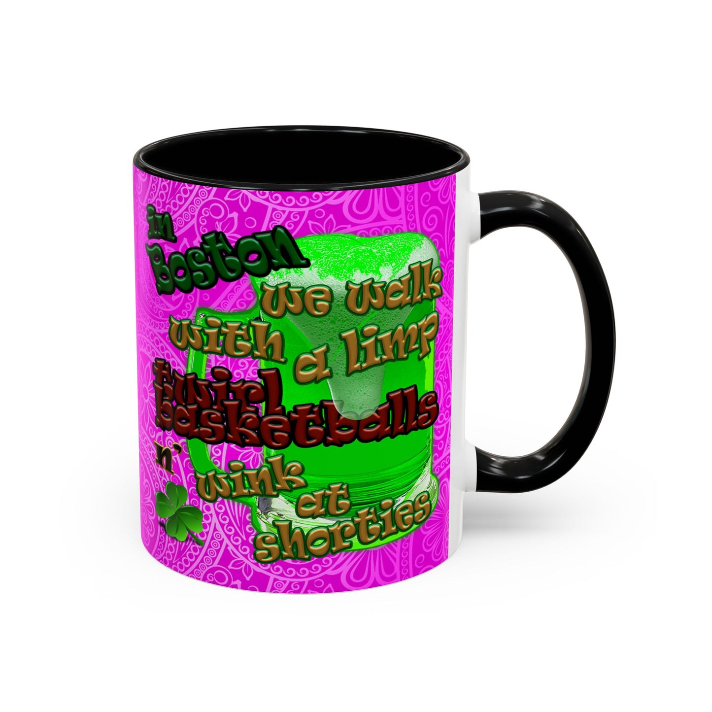 celtics logo - Accent Mug (pink swirl)