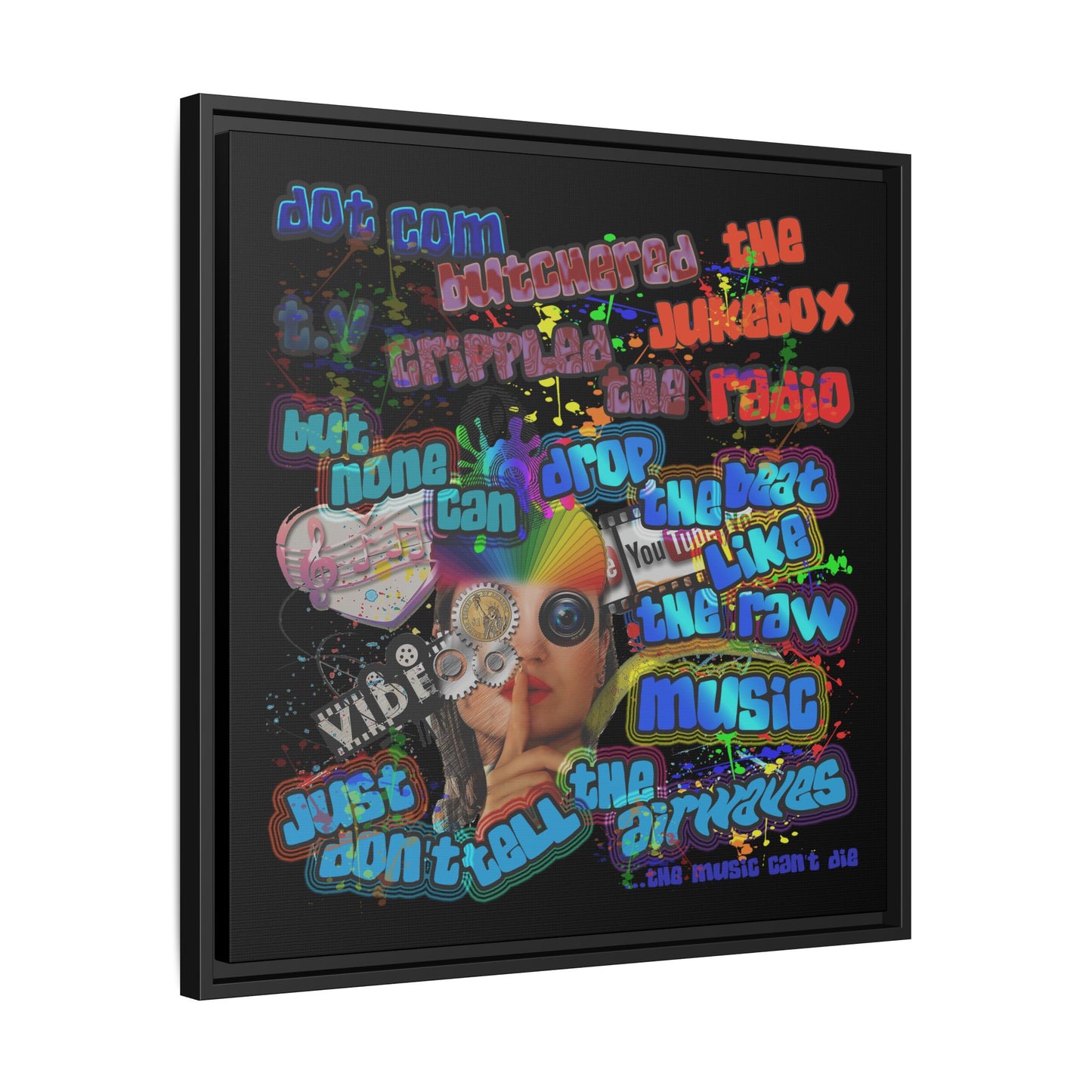 drop the beat - framed canvas art (black)