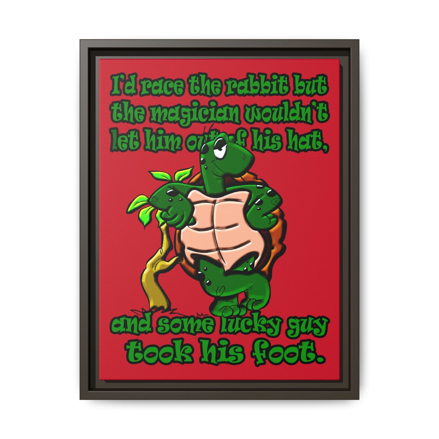 turtle race - framed canvas art (dark red)