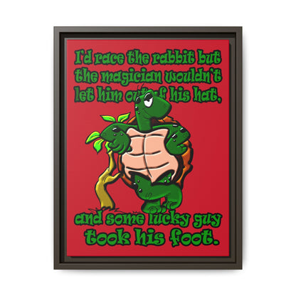 turtle race - framed canvas art (dark red)
