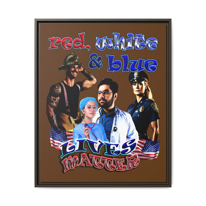 rw&b lives matter - framed canvas art (brown)
