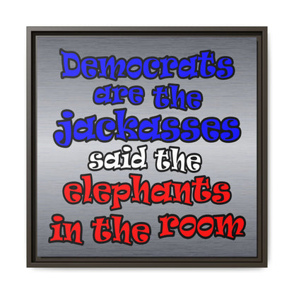 donkeys and elephants - framed canvas art (brushed nickel)