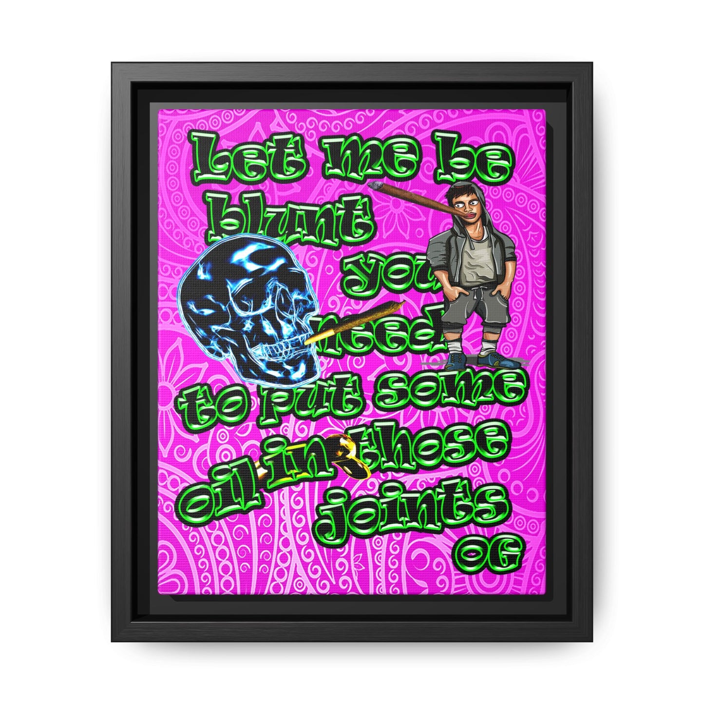 og - framed canvas art (pink swirl)