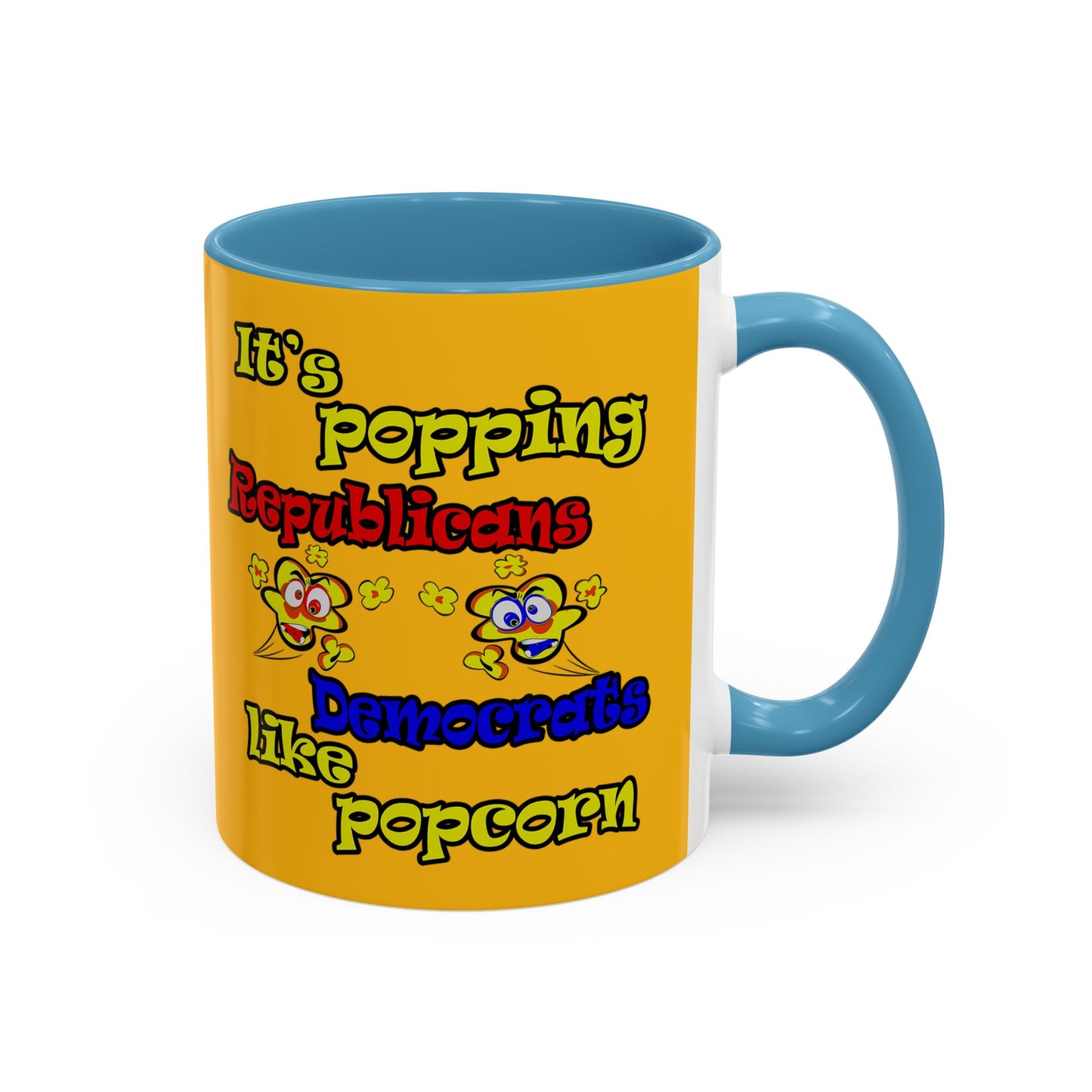 popping like popcorn - Accent Mug (yellow)