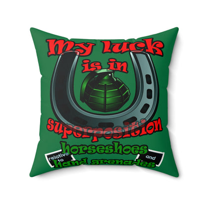 my luck - Faux Suede Square Pillow - (dark green)