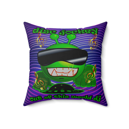 disc jockey - Spun Polyester Square Pillow - (purple wave)