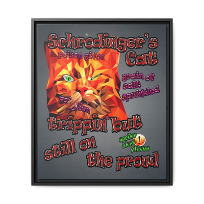 schrodinger's cat - framed canvas art (grey-light grey)