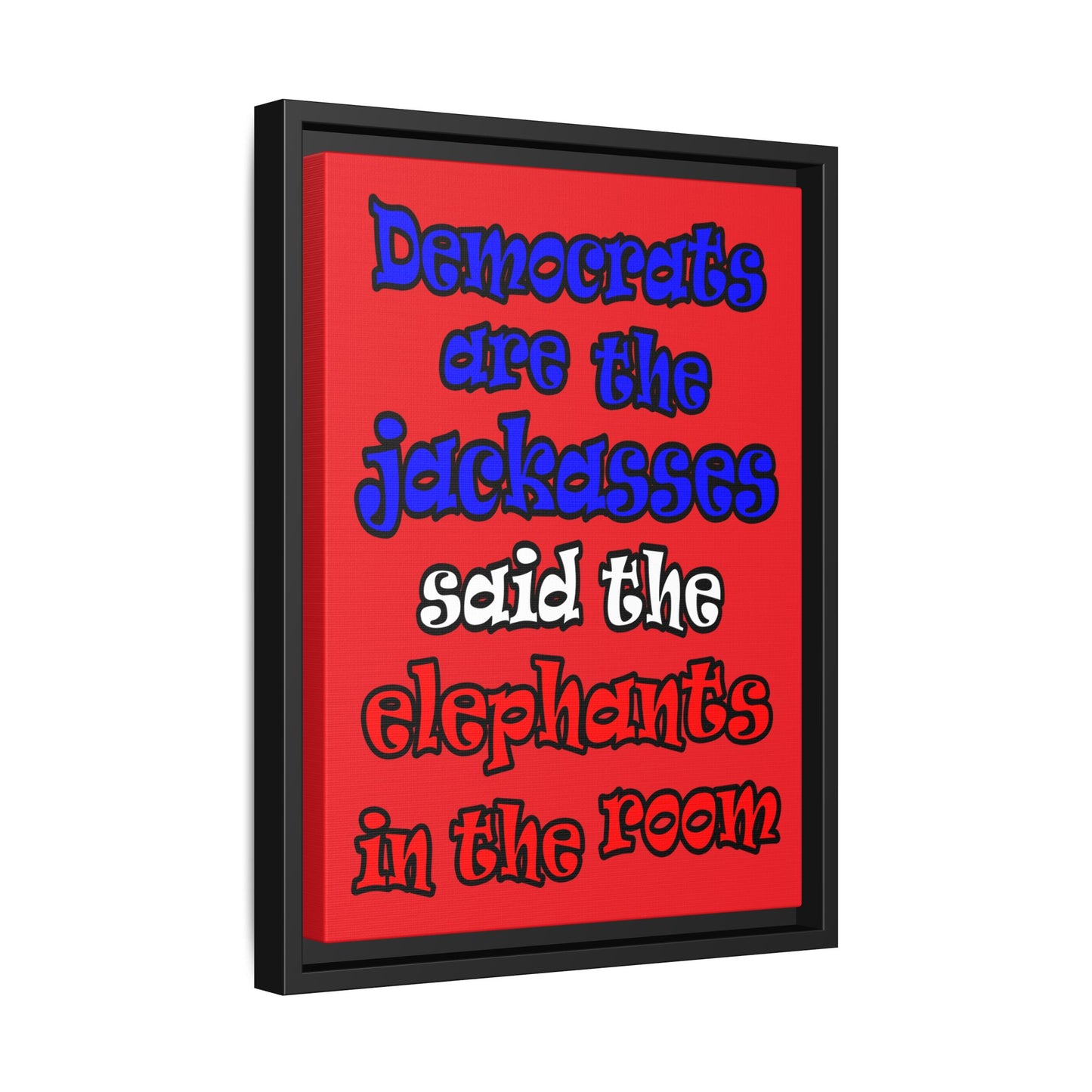 donkeys and elephants - framed canvas art (red)