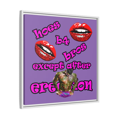 hoes b4 bros - framed canvas art (light purple)