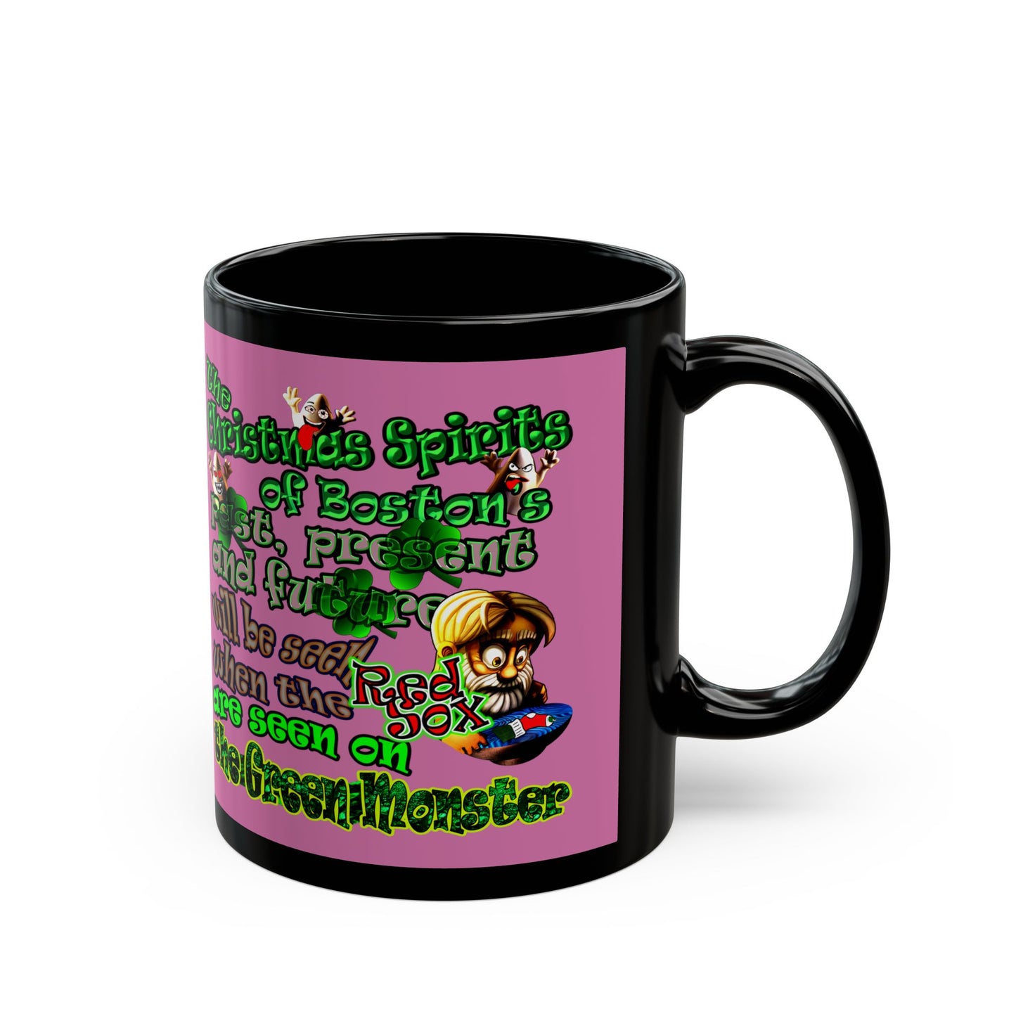 christmas spirits of boston - Black Mug (light pink)