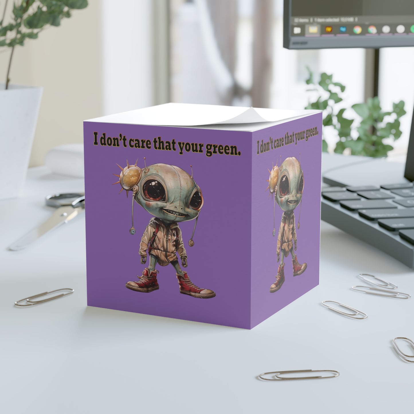 I don't care that your green - note cube (light purple)