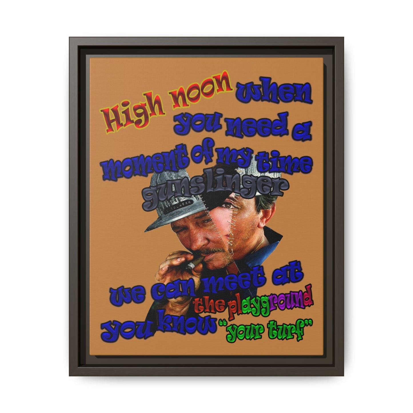 high noon - framed canvas art (light brown)