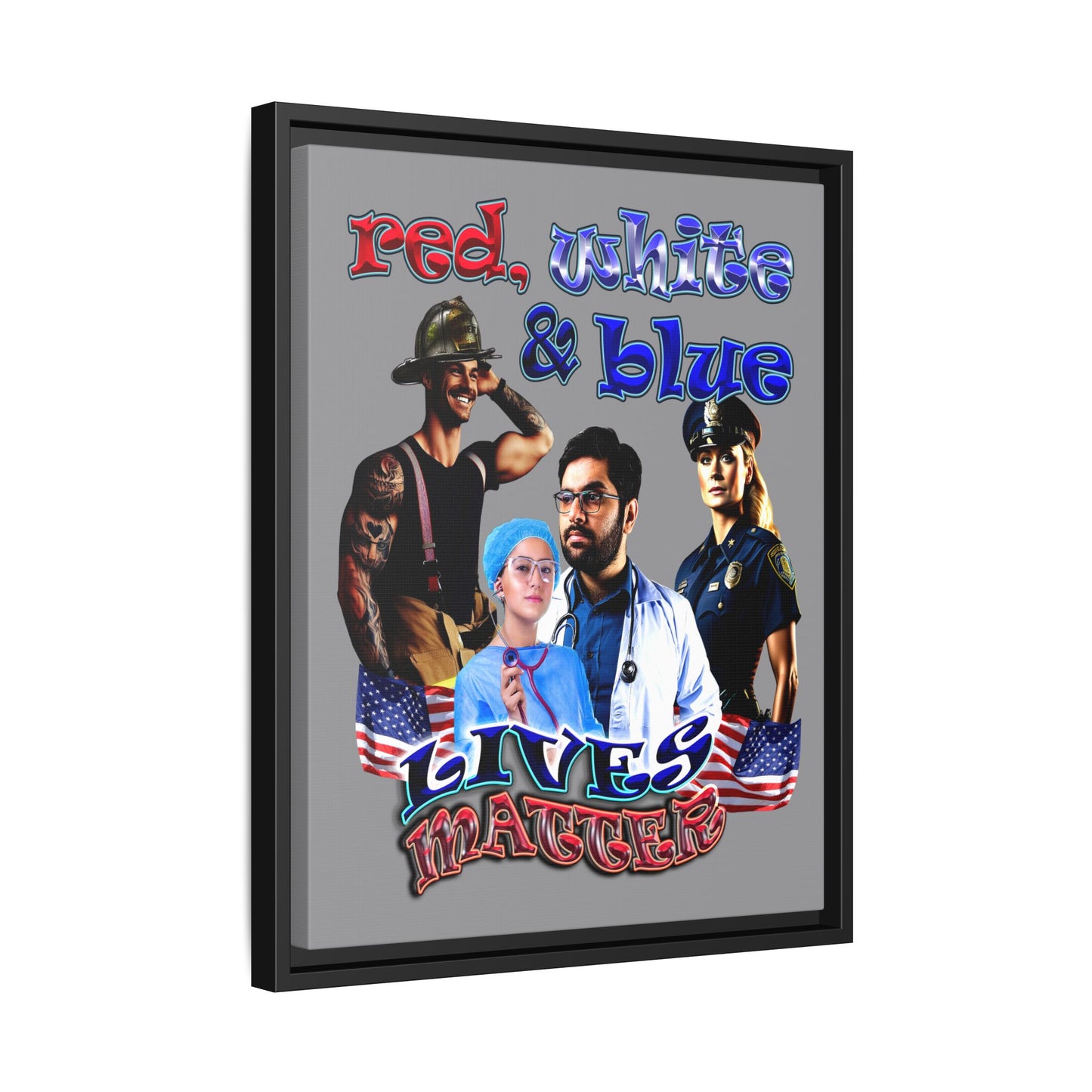 rw&b lives matter - framed canvas art (grey)