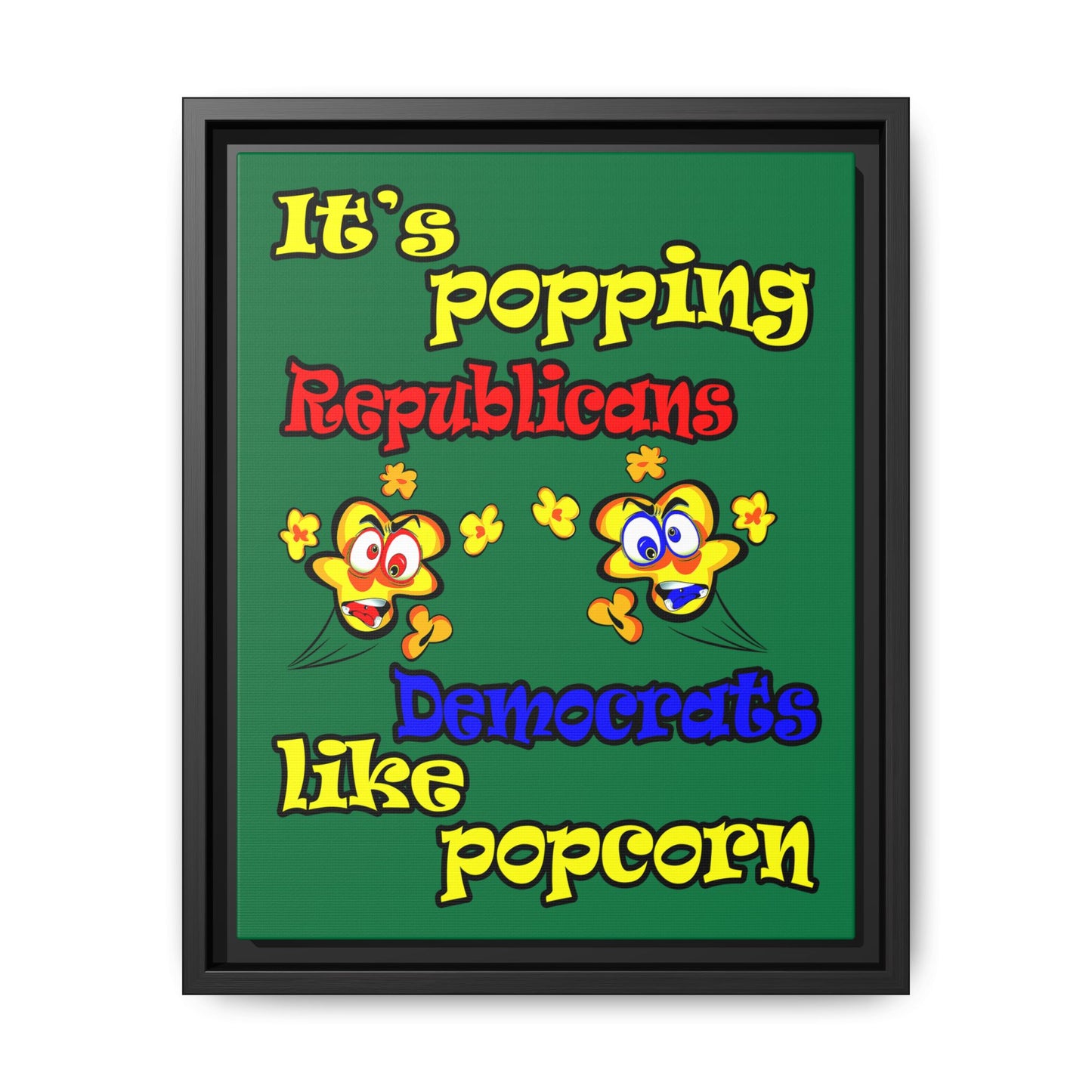 popping like popcorn - framed canvas art (dark green)