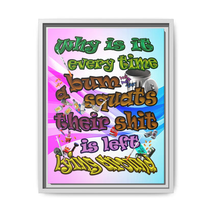 the bum's shit - framed canvas art (light blue-pink wave)