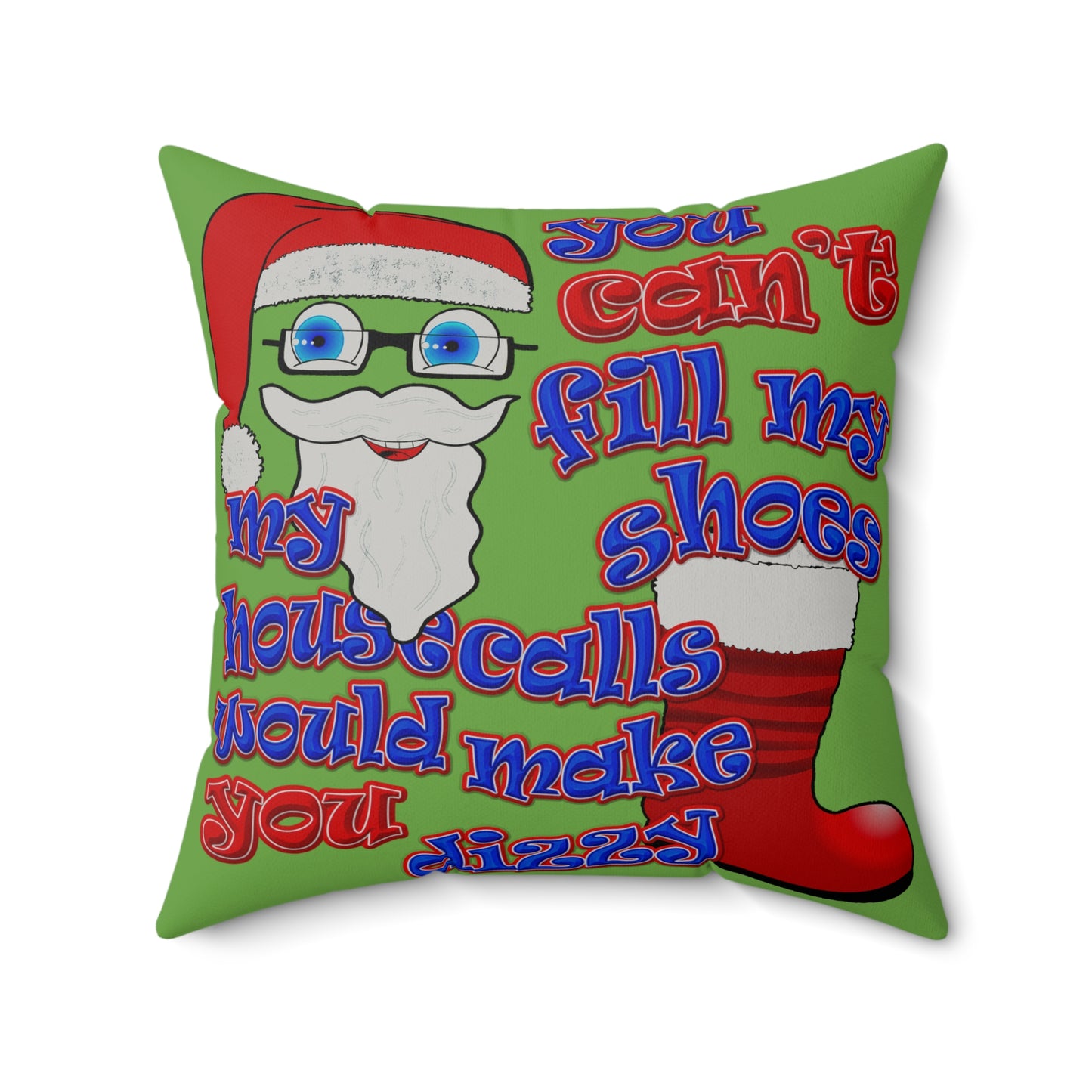 santa's shoes - Faux Suede Square Pillow - (green)
