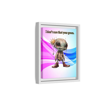 I don't care that your green - framed canvas art (light blue-pink wave)