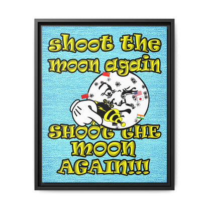 shoot the moon again - framed canvas art (faded blue)