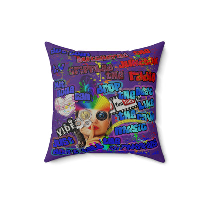 drop the beat - Faux Suede Square Pillow - (purple)
