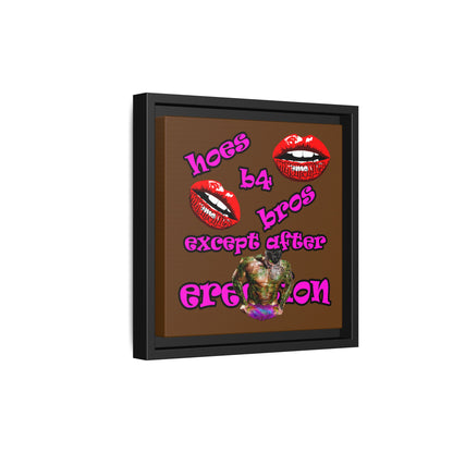 hoes b4 bros - framed canvas art (brown)