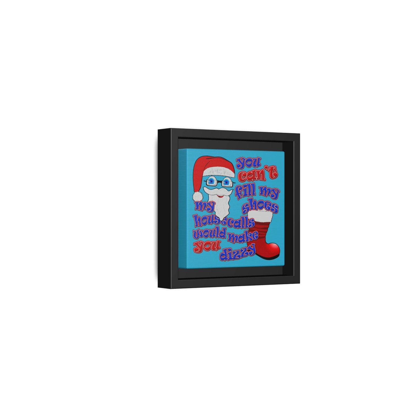 santa's shoes - framed canvas art (turquoise)