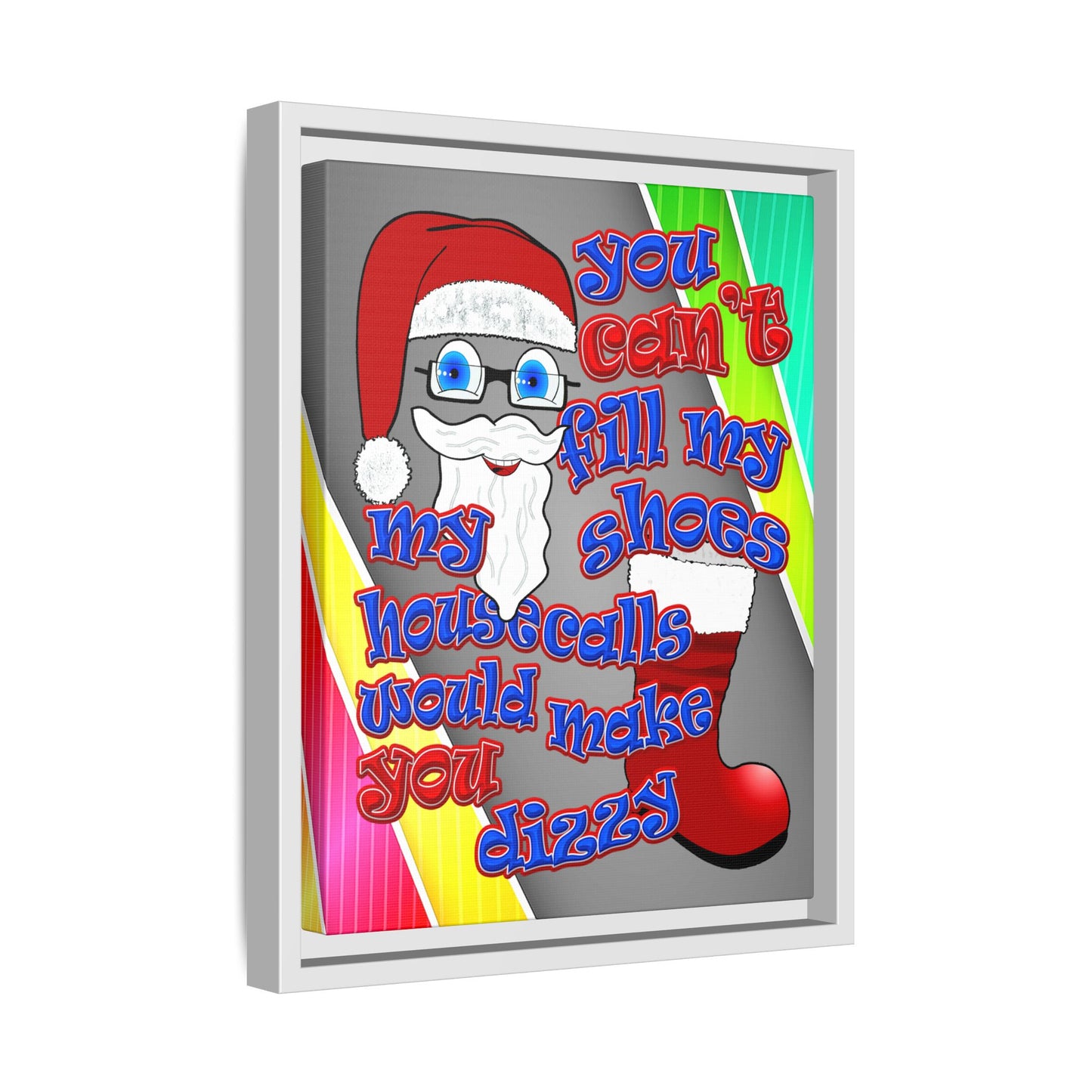 santa's shoes - framed canvas art (rainbow split)