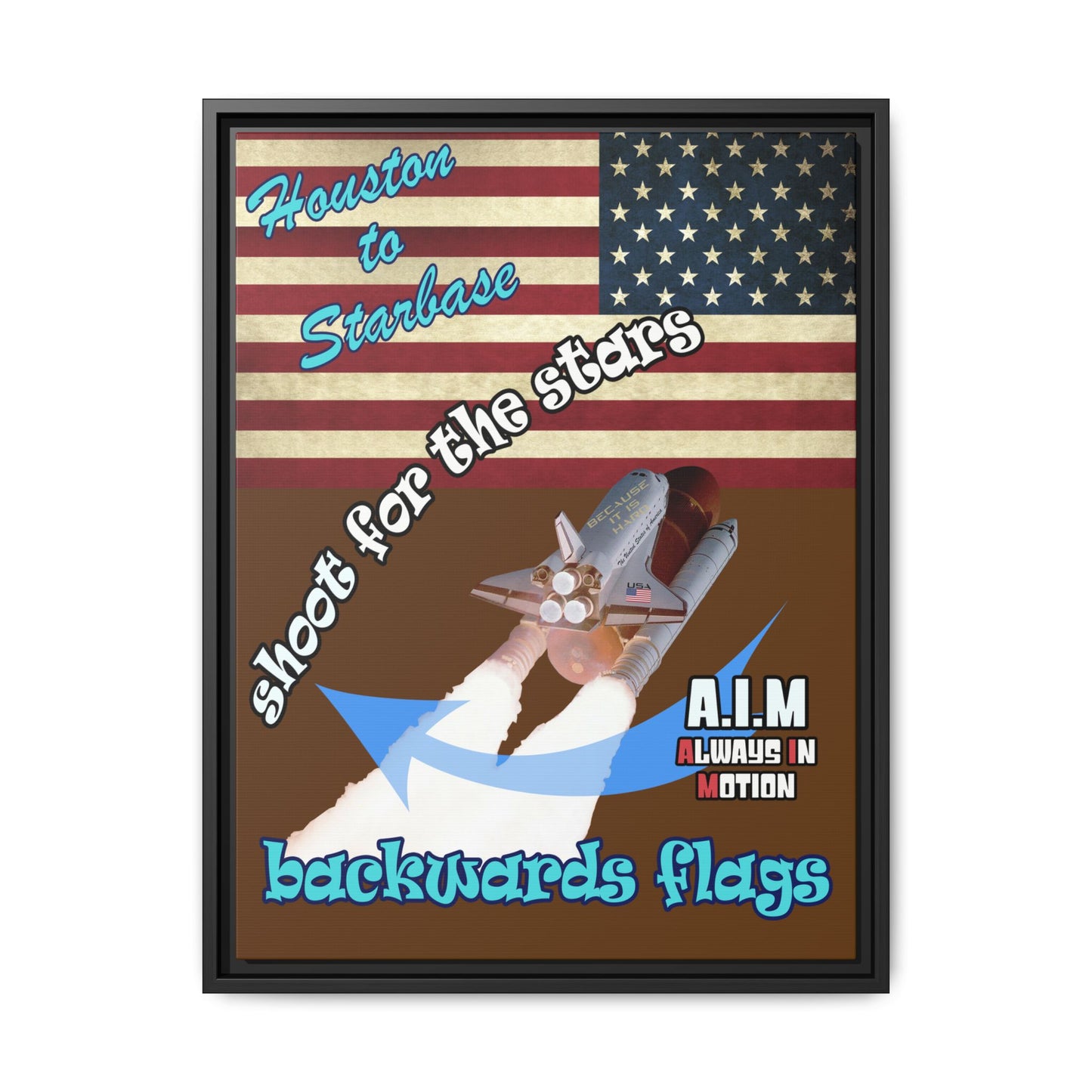 shoot for the stars - framed canvas art (brown)