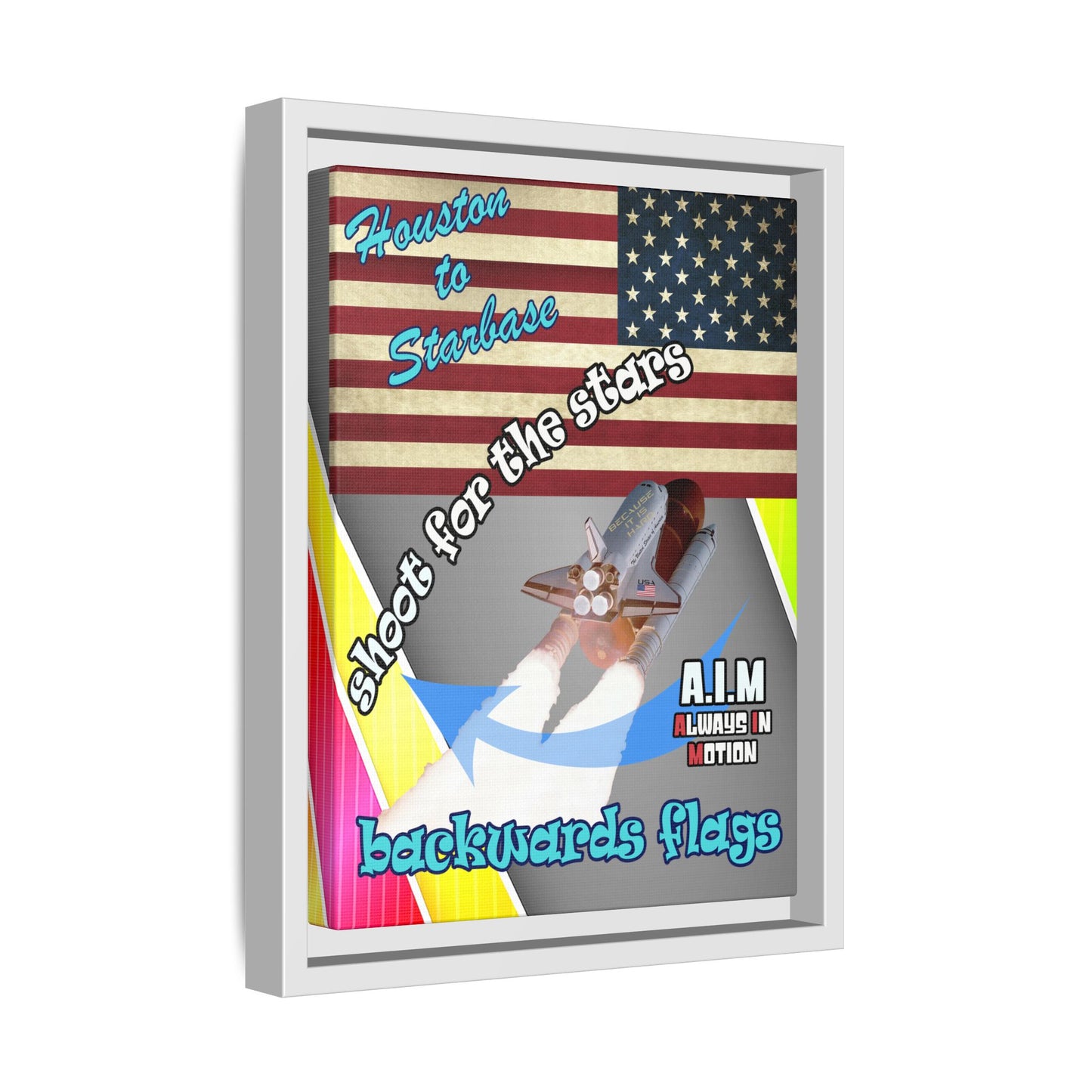 shoot for the stars - framed canvas art (rainbow split)