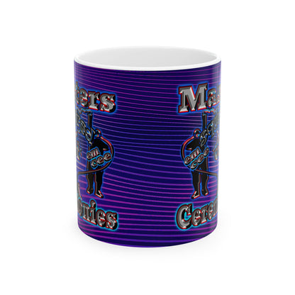 em cee squared - White Mug (purple wave)