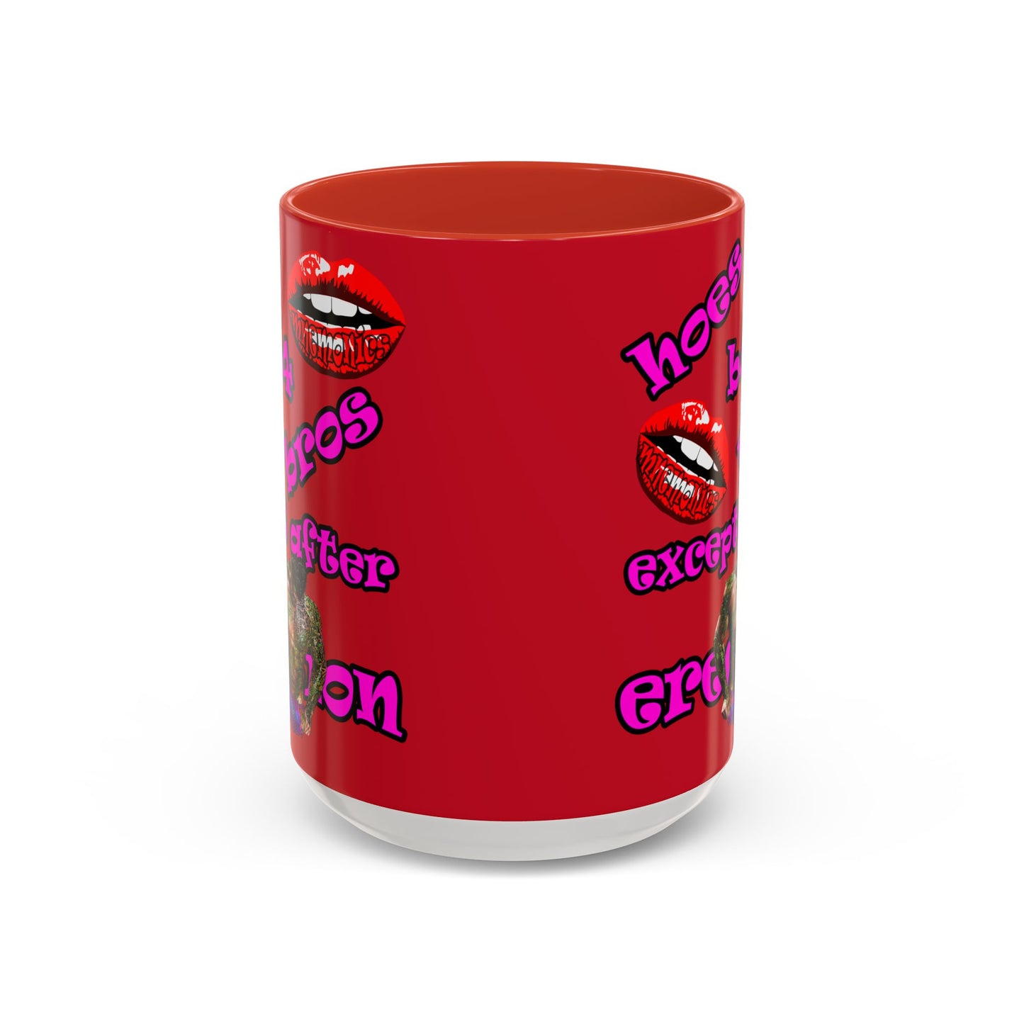 hoes b4 bros - Accent Mug (dark red)