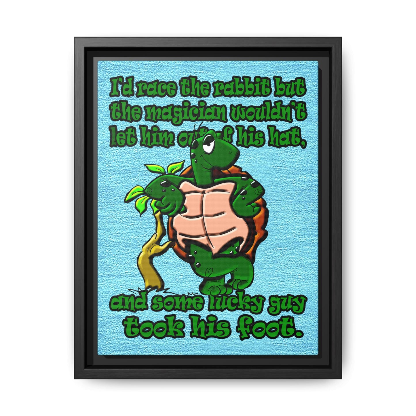 turtle race - framed canvas art (faded blue)