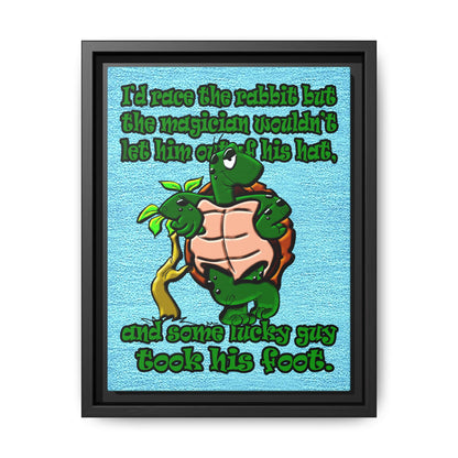 turtle race - framed canvas art (faded blue)