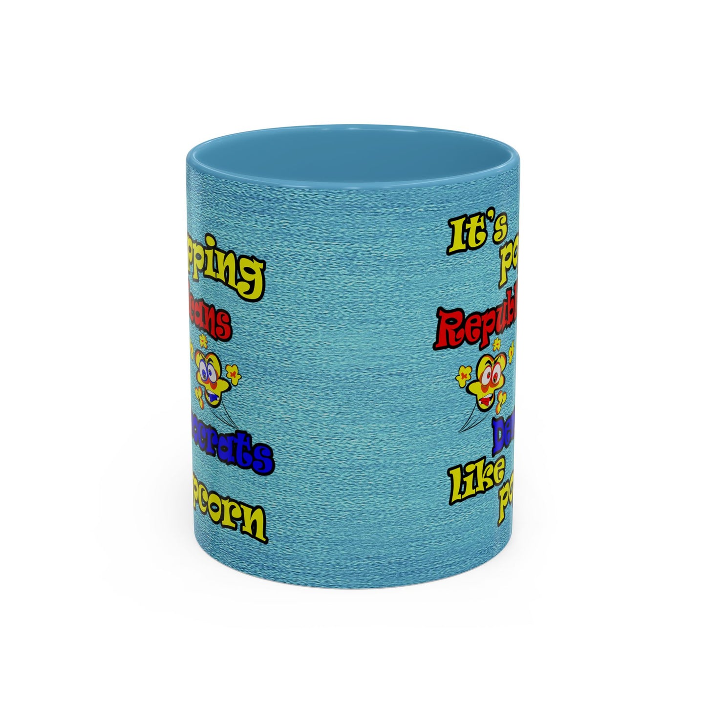 popping like popcorn - Accent Mug (faded dark blue)