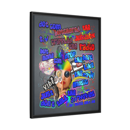 drop the beat - framed canvas art (grey-light grey)