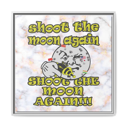 shoot the moon again - framed canvas art (white marble)