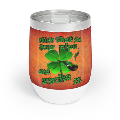 celtics logo - Chill Wine Tumbler (burnt orange)