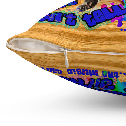 drop the beat - Spun Polyester Square Pillow - (butterscotch wood finish)
