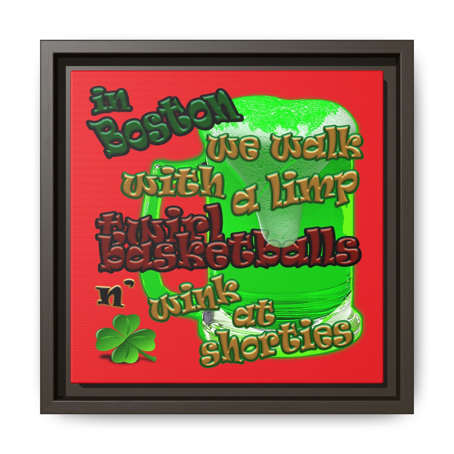 celtics logo - framed canvas art (red)
