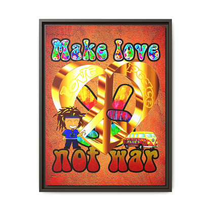 love peace - framed canvas art (burnt orange)