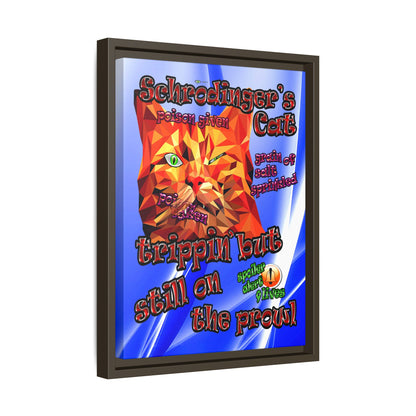 schrodinger's cat - framed canvas art (blue-white wave)