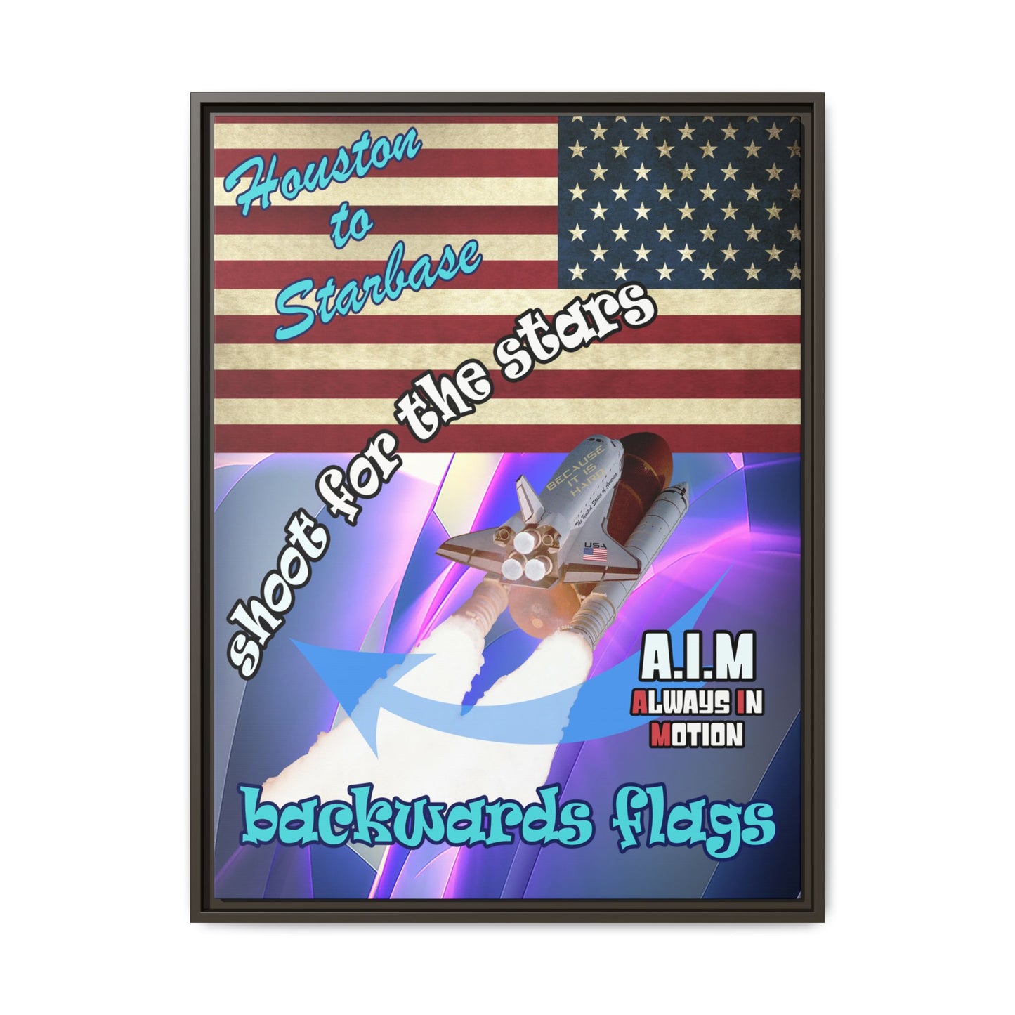 shoot for the stars - framed canvas art (grey-pink wave)