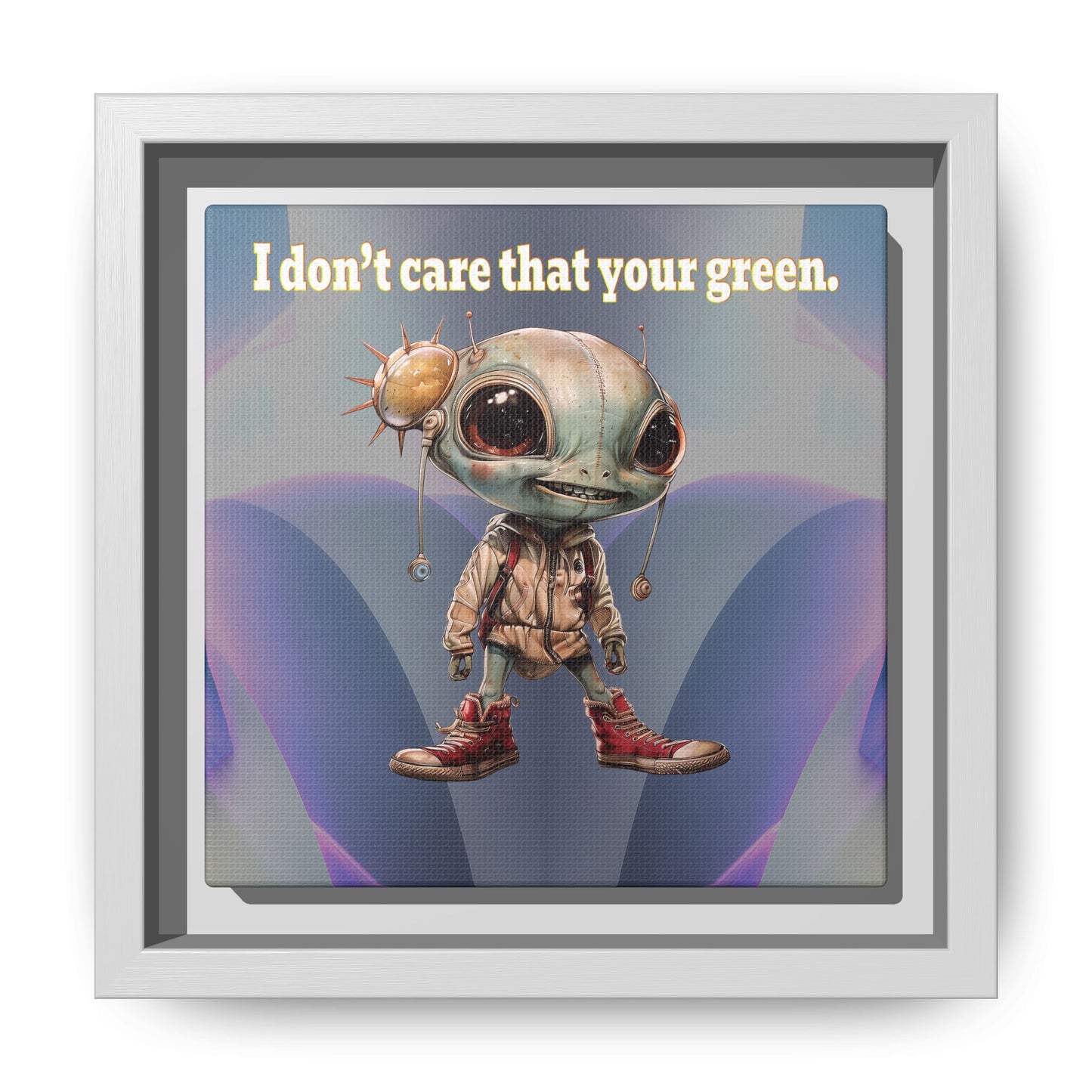 I don't care that your green - framed canvas art (grey-pink wave)