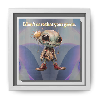 I don't care that your green - framed canvas art (grey-pink wave)