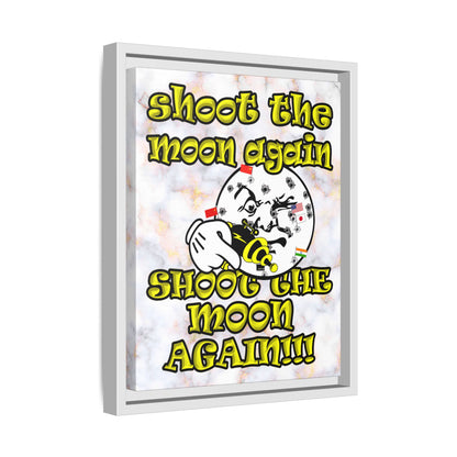 shoot the moon again - framed canvas art (white marble)