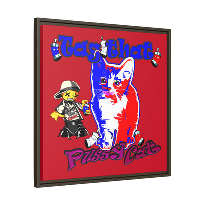 tag that - framed canvas art (dark red)